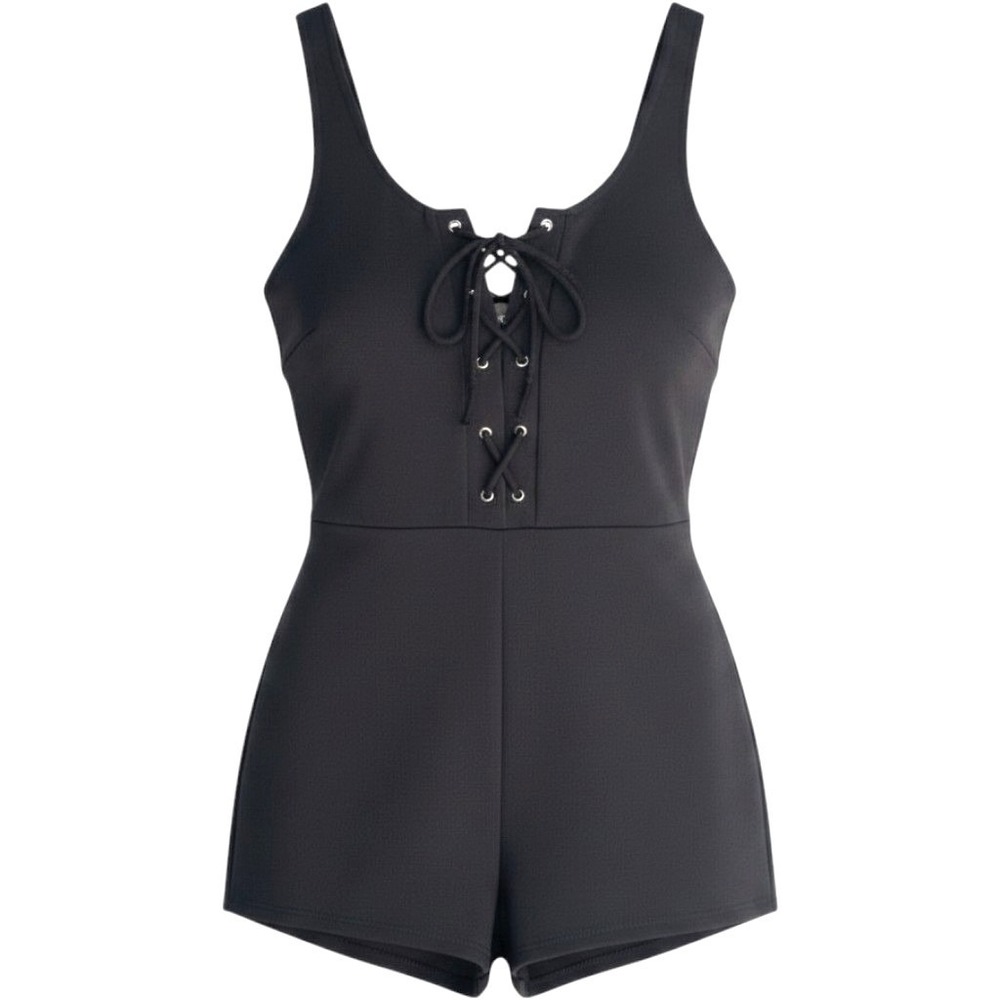 Raggs II Riches Lace Up Ren Fair Gothic Layering Basic Romper Shorts Womens L